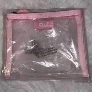 KYLIE COSMETIC SMALL PINK MESH POUCH